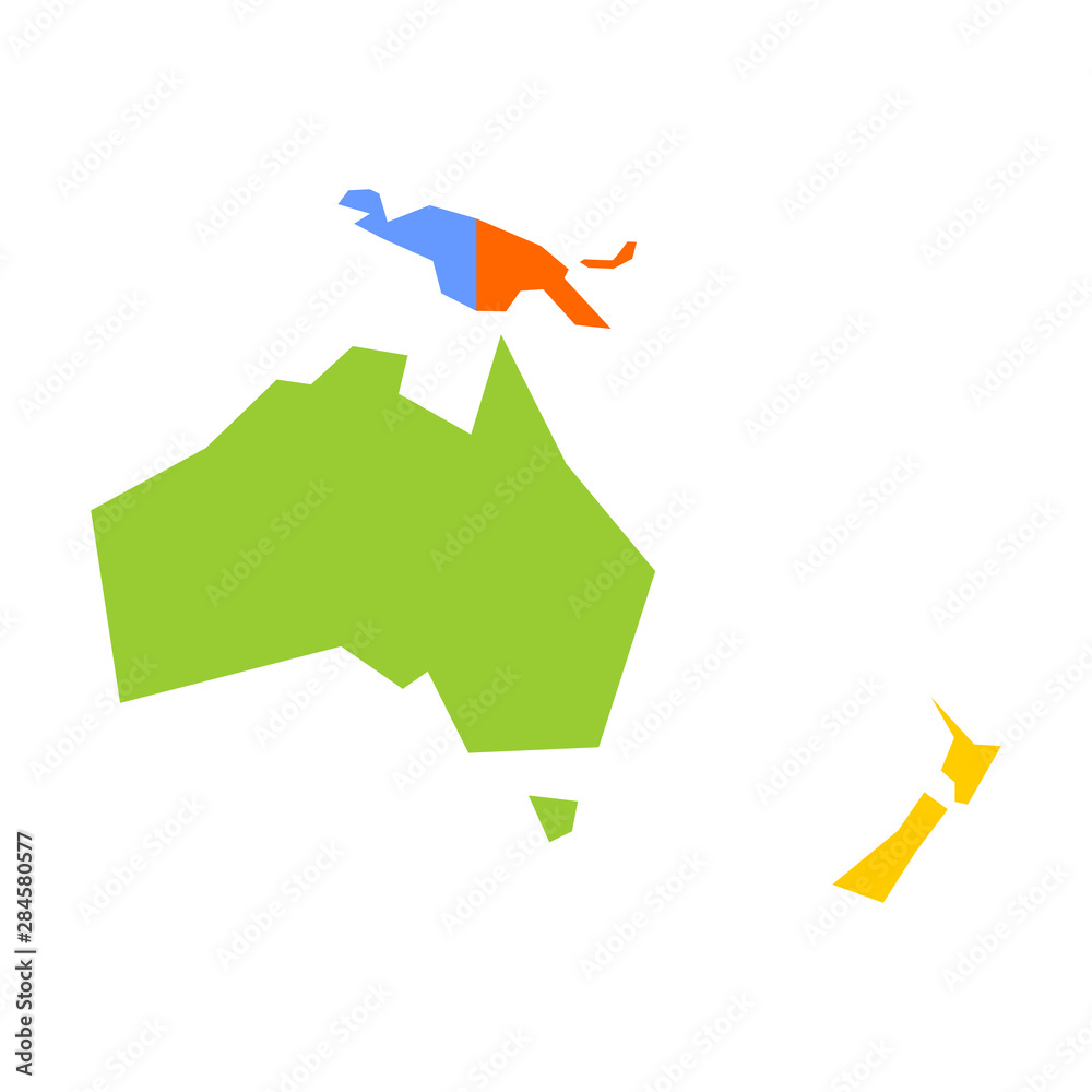 Wall mural Very simplified infographical political map of Australia and Oceania. Simple geometric vector illustration - Wall murals