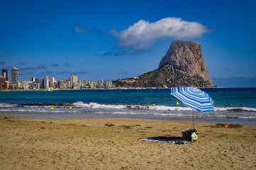 Beach of Calp, Spain, Costa Blanca - beautiful views of Ifach rock