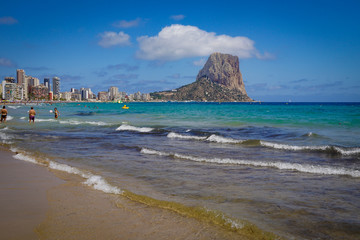 Beach of Calp, Spain, Costa Blanca - beautiful views of Ifach rock