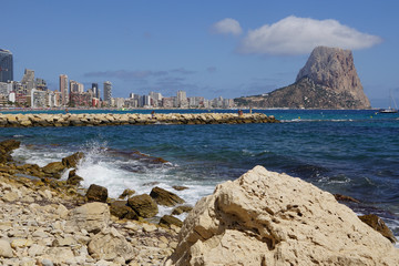 Beach of Calp, Spain, Costa Blanca - beautiful views of Ifach rock