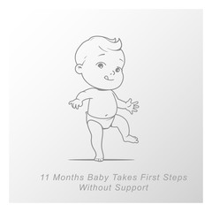 Little baby of 11 month. baby development milestones in first year. 