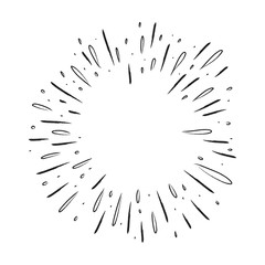 Starburst doodle, hand drawn sun burst sketch explosion