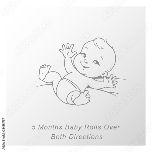 Little Baby Of 5 Month Baby Development Milestones In First Year Wall Mural Natalia Zelenina