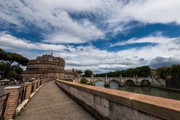 Fototapeta na wymiar Castel Sant Angelo in Rome on Tiber River, built in ancient Rome, Italy.