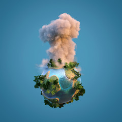 explosion on a small planet