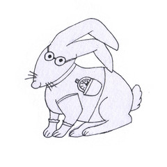 Hurrying rabbit in a vest with a pocket watch - One of the characters in the book of Lewis Carroll 