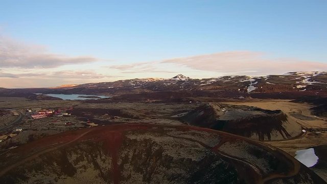 Aerial view of old Gr&aacute;br&oacute;k volcano crater in Iceland near Bifr&ouml;st