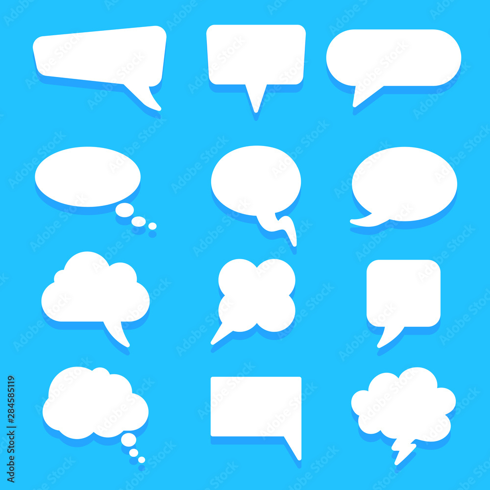 Aufkleber set different empty speech bubble, chat sign icon - stock vector
