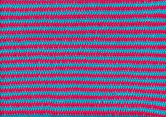 Crocheted pattern texture pink and blue horizontal lines