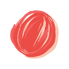 Pink, red round button painted with a brush. Vector hand-painted ink BLOB. Hand drawn grunge circle. Graphic design element for web, corporate identity, postcards, engravings, etc.
