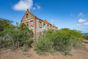 An old ruined hstoric store house onthe island of Curacao