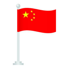 China flag. National flag of China on pole vector 