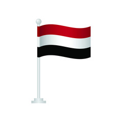 Yemen  flag. National flag of Yemen on pole vector 
