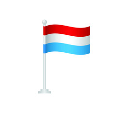 Luxembourg flag. National flag of Luxembourg on pole vector 