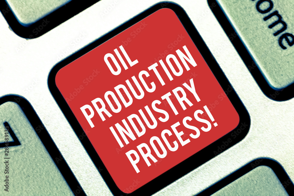 Poster handwriting text writing oil production industry process. concept meaning petroleum company industri
