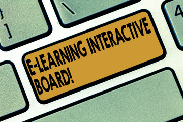 Word writing text E Learning Interactive Board. Business concept for integrated set of interactive online services Keyboard key Intention to create computer message pressing keypad idea