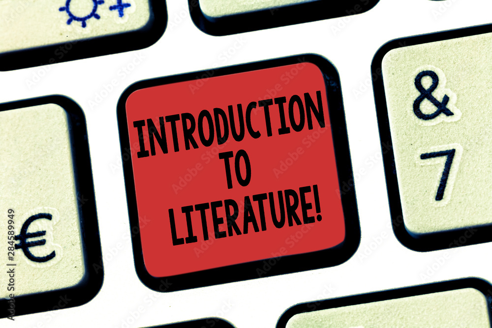 Poster word writing text introduction to literature. business concept for collegepreparatory composition co