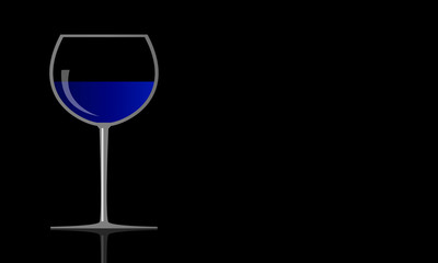 Illustration of a blue drink on dark background and its reflection