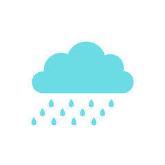 Cloud with rain icon. Vector. Weather symbol isolated on white background. Flat design. Cartoon colorful illustration. Modern forecast storm sign for web site, button, mobile app, logo, app, UI