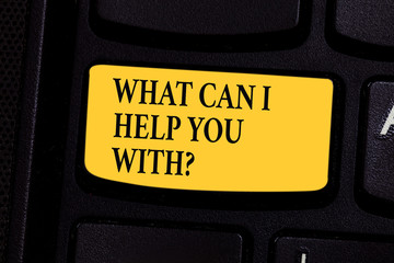 Writing note showing What Can I Help You Withquestion. Business photo showcasing Offering support...