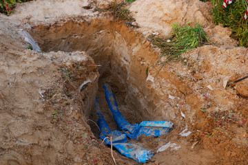 deep excavation side of a road, part of construction work