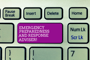 Conceptual hand writing showing Emergency Preparedness And Response Adviser. Business photo text Be...