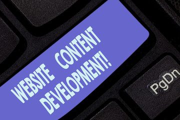 Handwriting text writing Website Content Development. Concept meaning process of issuing info that...