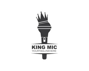 microphone icon logo of karaoke and musical vector illustration design