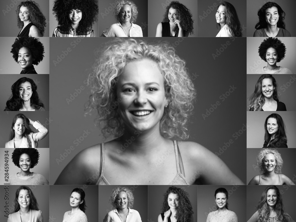 Canvas Prints Group of beautiful women in front of a dark background