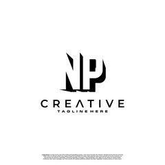 NP Letter Initial Logo Design in shadow shape design concept