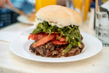 Famous Chilean chacarero sandwich