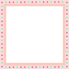 Square frame in pink with small colorful circle decorations