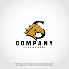 S Initial Letter Logo Design with silhouette horse.