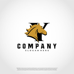 Y Initial Letter Logo Design with silhouette horse.