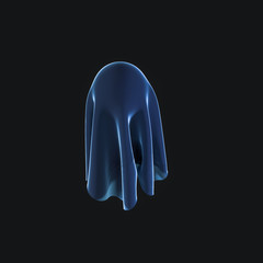 Abstract fabric shapes with dark background, 3d rendering.