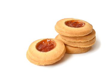 Cookies with jam on white background - isolated
