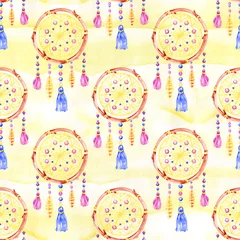 Wallpaper murals Dream catcher Pattern in boho style. Seamless texture hand drawn. Illustration for your design. Bright colors.