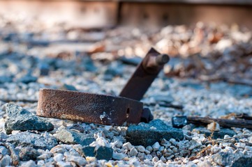 metal piece in gravel