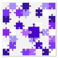 Abstract background from bright puzzle pieces. The composition is an unfinished puzzle.
