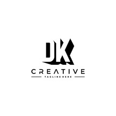 DK Letter Initial Logo Design in shadow shape design concept.