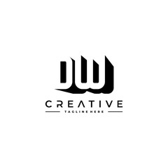 DW Letter Initial Logo Design in shadow shape design concept.