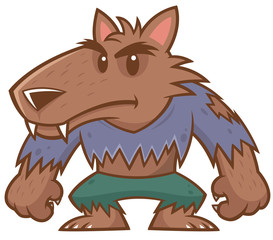Vector illustration of Halloween werewolf cartoon