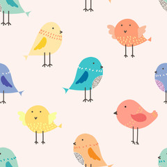 Cute bird seamless pattern background. Vector illustration for fabric and gift wrap paper design.