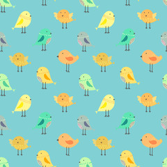 Cute bird seamless pattern background. Vector illustration for fabric and gift wrap paper design.
