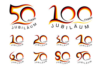 set anniversary years with the element wave curved german flag vector