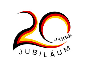 20th anniversary years with the element wave curved german flag vector
