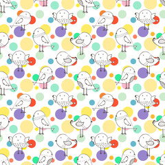 Cute bird seamless pattern background. Vector illustration for fabric and gift wrap paper design.