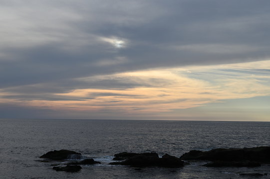 sunset at japan sea in summer