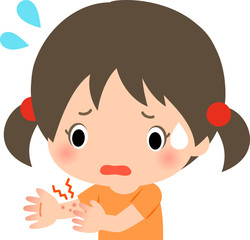 腕に湿疹ができて困っている女の子