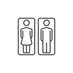 Vector Man and Woman Toilet icon - WC concept symbol in thin line style